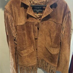 Brown Leather Western Fringe Jacket